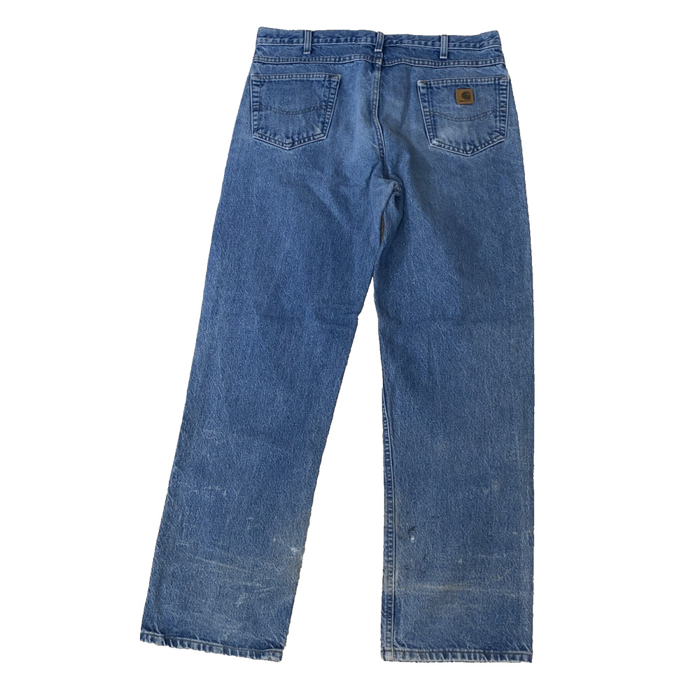 Carhartt Jeans Men's 38x34 Blue B160 DST Relaxed Fit Straight Denim Grunge Work